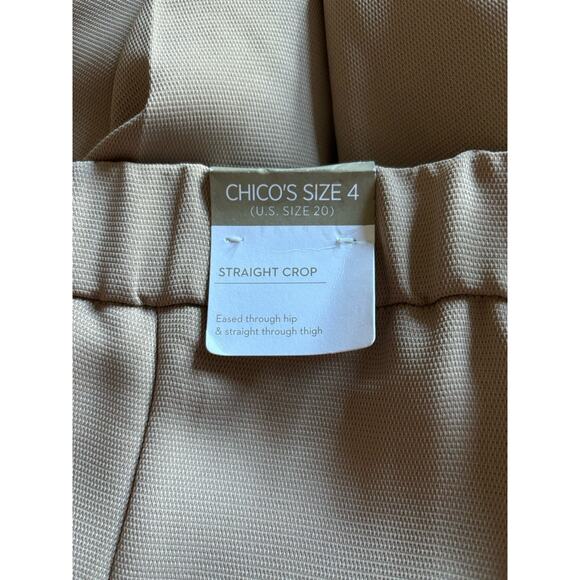 Chico’s Wide Leg Soft Texture Crop Size 20 Plus Mocha Latte Elastic Pockets NWT - Picture 5 of 8
